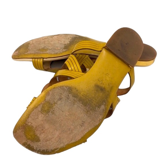 Vero 🩴 Cuoio Fabi Yellow Mustard Sandals Size 6.5 - Picture 3 of 7